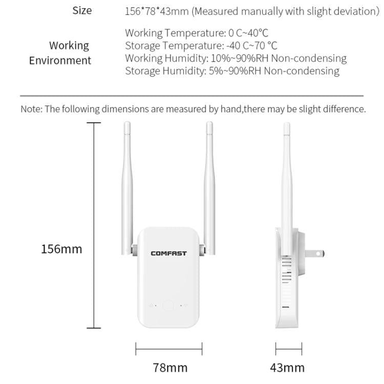 COMFAST CF-WR301S V3 300Mbps Wireless Repeater Router WiFi Signal Amplifier, EU Plug, US Plug, UK Plug, AU Plug