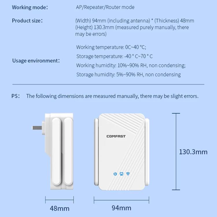 COMFAST CF-WR773BE 3570Mbps WiFi7 Signal Extender Dual Band Gigabit Wireless Repeater, EU Plug, US Plug, UK Plug, AU Plug