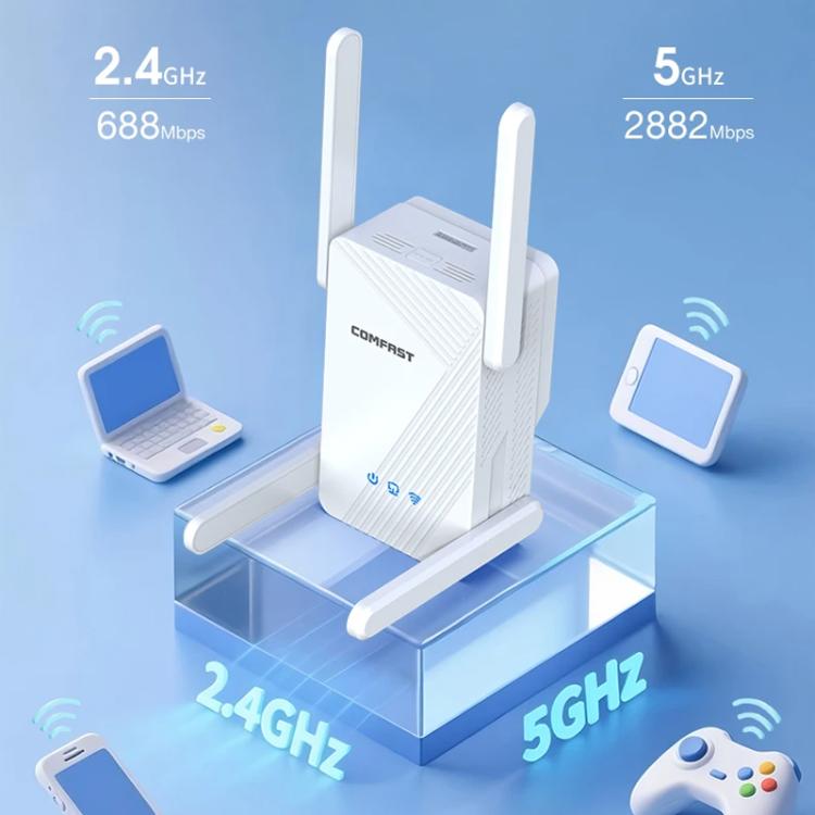 COMFAST CF-WR773BE 3570Mbps WiFi7 Signal Extender Dual Band Gigabit Wireless Repeater, EU Plug, US Plug, UK Plug, AU Plug