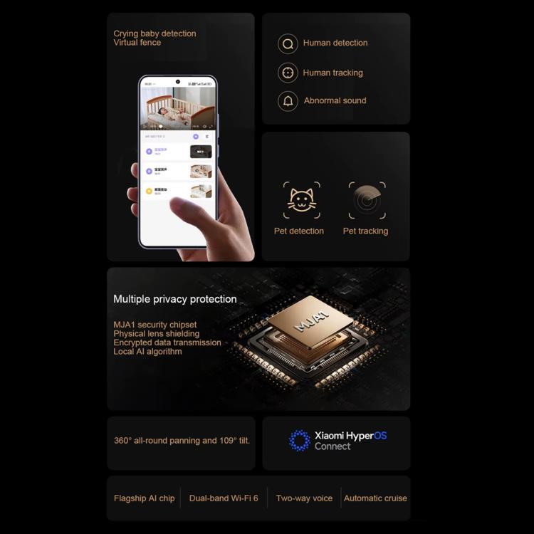 Original Xiaomi Smart Camera 4 4K Dual-band Wi-Fi 6 8MP HDR AI Tracking Night Vision Two-Way Audio Home Security Baby Monitor Pet Camera, Xiaomi Smart Camera 4 4K