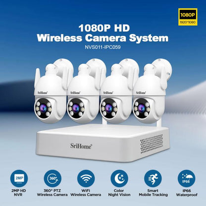 SriHome NVS009-IPC037 5MP 4-CH NVR WiFi IP Camera Kit, EU Plug, US Plug, UK Plug, AU Plug