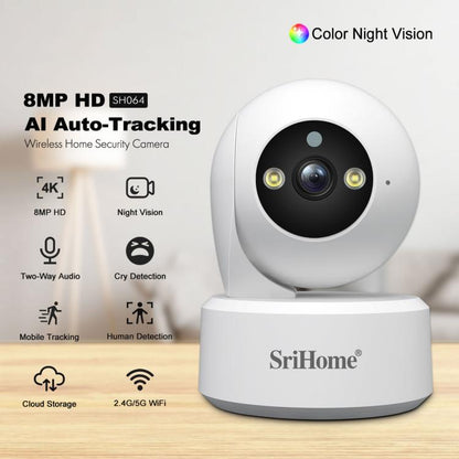 SriHome SH064 8MP HD Two-way Video Mini Camera Supports Night Vision, SH064