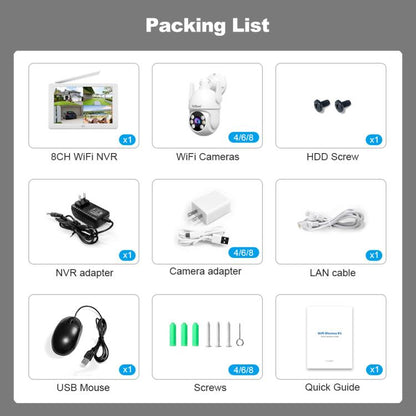 SriHome NVS009-IPC059 5MP 4-CH NVR WiFi IP Camera Kit, EU Plug, US Plug, UK Plug, AU Plug