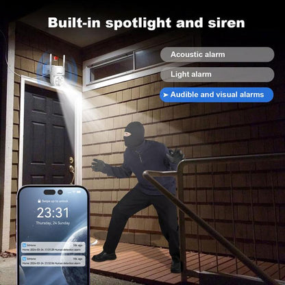 SriHome DH005 4MP 2K Low Power Consumption Wireless Security Camera System with Solar Panel, DH005