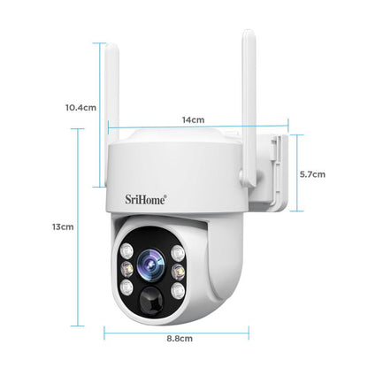 SriHome DH005 4MP 2K Low Power Consumption Wireless Security Camera System with Solar Panel, DH005