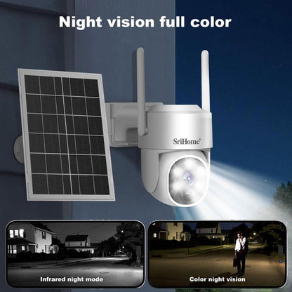 SriHome DH005 4MP 2K Low Power Consumption Wireless Security Camera System with Solar Panel, DH005