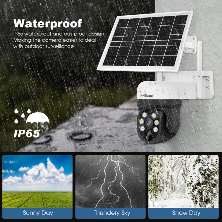 SriHome DH006 4MP 2K Low Power Consumption Wireless Security Camera System with Solar Panel, DH006