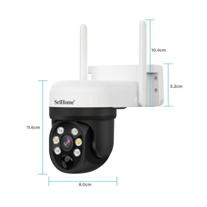 SriHome DH006 4MP 2K Low Power Consumption Wireless Security Camera System with Solar Panel, DH006