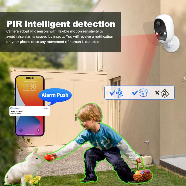 SriHome DH008 4MP 2K Low Power Consumption Wireless Security Camera System, DH008