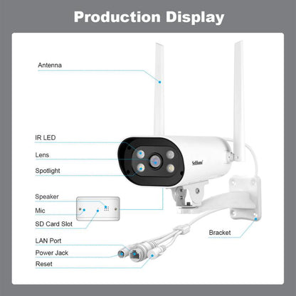 Srihome SH037 5MP Outdoor Waterproof Security HD Camera, Supports Two-Way Audio and Color Night Vision, SH037, 5MP