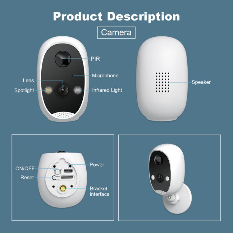 SriHome DH054+DH002+DH008 4MP HD Smart WiFi Video PIR Visual Doorbell Set, DH054+DH002+DH008
