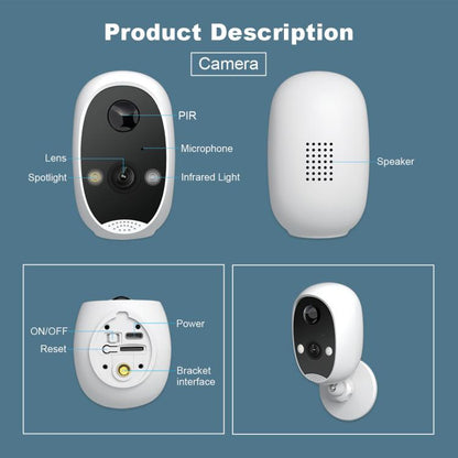 SriHome DH054+DH002+DH008 4MP HD Smart WiFi Video PIR Visual Doorbell Set, DH054+DH002+DH008