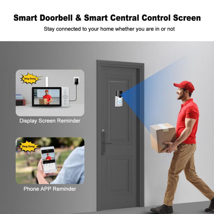 SriHome DH054+DH002+DH008 4MP HD Smart WiFi Video PIR Visual Doorbell Set, DH054+DH002+DH008