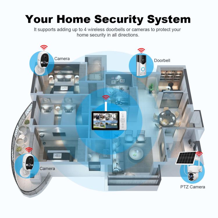 SriHome DH054+DH002 4MP HD Smart WiFi Video PIR Visual Doorbell Set, DH054+DH002