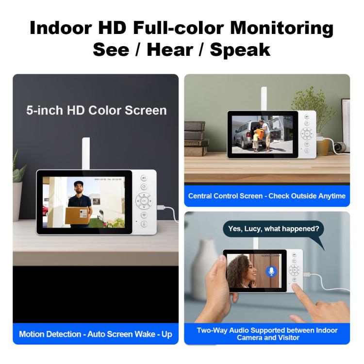 SriHome DH054+DH002 4MP HD Smart WiFi Video PIR Visual Doorbell Set, DH054+DH002
