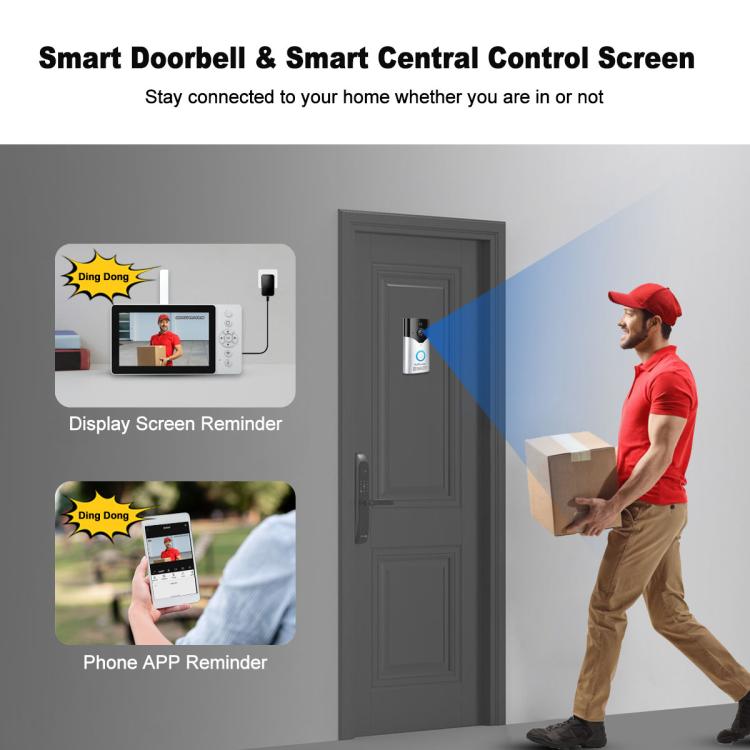 SriHome DH054+DH002 4MP HD Smart WiFi Video PIR Visual Doorbell Set, DH054+DH002