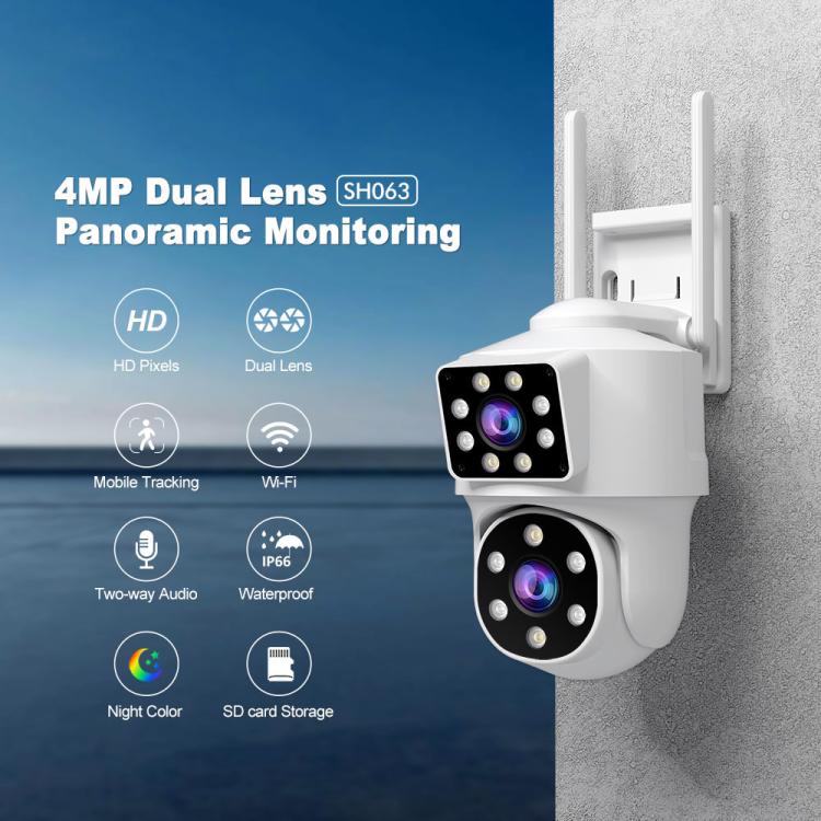 Srihome SH063 4MP Dual Lens Panoramic Surveillance HD Camera, SH063