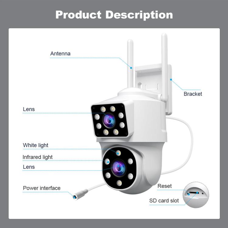 Srihome SH063 4MP Dual Lens Panoramic Surveillance HD Camera, SH063