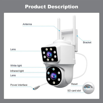 Srihome SH063 4MP Dual Lens Panoramic Surveillance HD Camera, SH063