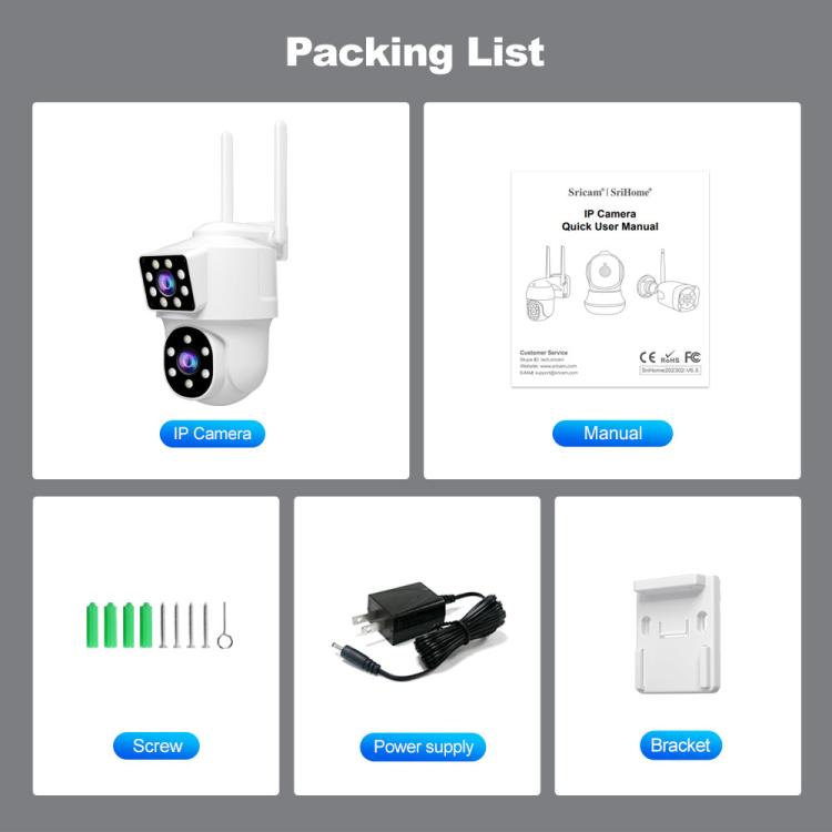 Srihome SH063 4MP Dual Lens Panoramic Surveillance HD Camera, SH063