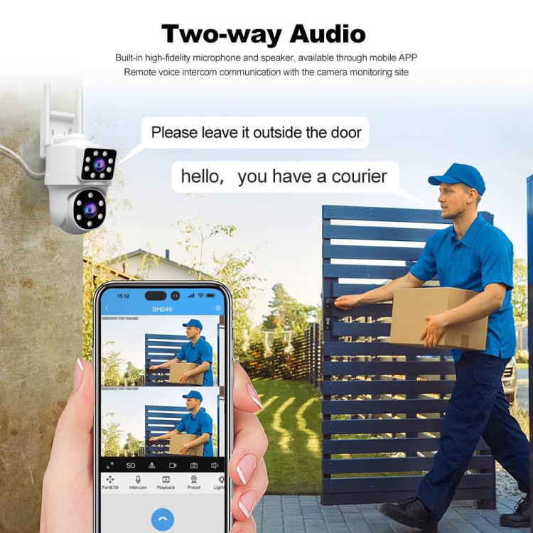 Srihome SH063 4MP Dual Lens Panoramic Surveillance HD Camera, SH063