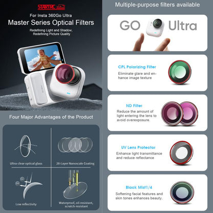 For Insta360 GO Ultra STARTRC Camera Lens Filter, CPL, Black Mist 1/4, UV, ND32, 4 in 1 ND32/64 UV CPL