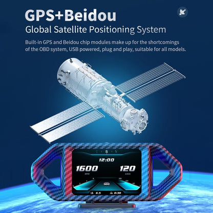 P26 Car HUD Head-Up Display Multi-function LCD OBD Smart Gauge Slope Meter Accelerometer, P26
