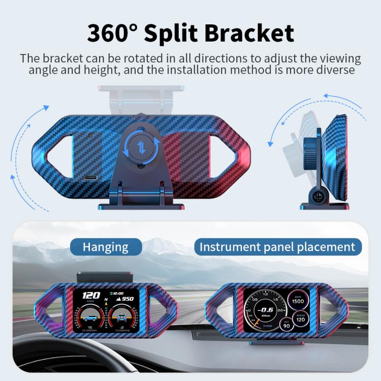 P26 Car HUD Head-Up Display Multi-function LCD OBD Smart Gauge Slope Meter Accelerometer, P26
