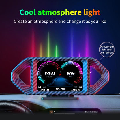 P26 Car HUD Head-Up Display Multi-function LCD OBD Smart Gauge Slope Meter Accelerometer, P26