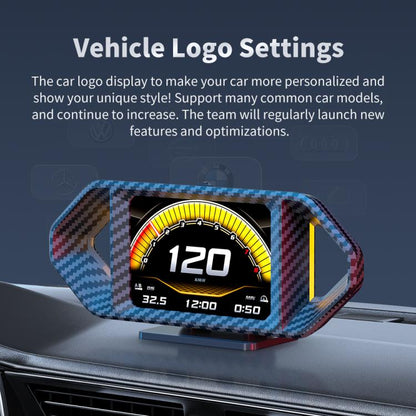 P26 Car HUD Head-Up Display Multi-function LCD OBD Smart Gauge Slope Meter Accelerometer, P26