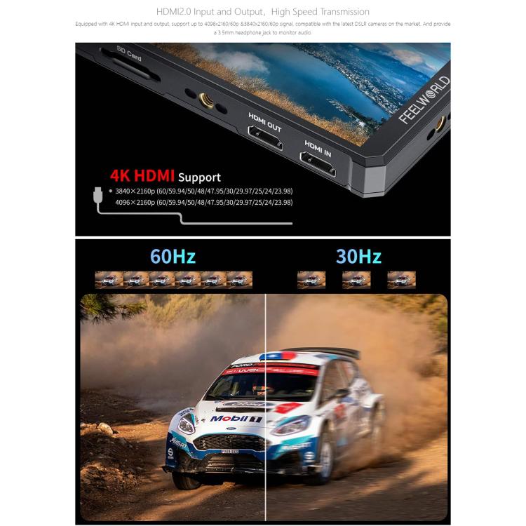 FEELWORLD PS6 5.5 inch OLED Vertical Horizontal Camera Field Video Monitor Touch Screen 4K HDMI-compatible, US Plug, EU Plug, UK Plug, AU Plug