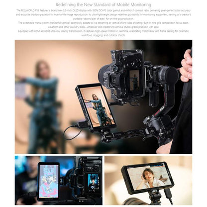 FEELWORLD PS6 5.5 inch OLED Vertical Horizontal Camera Field Video Monitor Touch Screen 4K HDMI-compatible, US Plug, EU Plug, UK Plug, AU Plug