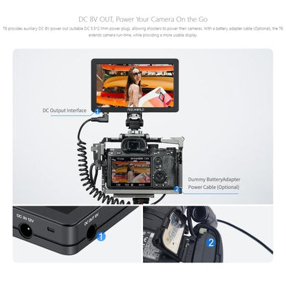 FEELWORLD T6 6 inch Camera Field Video Monitor Aluminium Housing 4K HDMI-compatible 1920x1080 IPS, T6