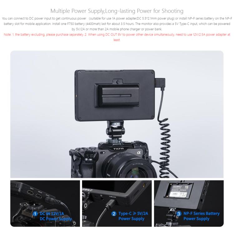 FEELWORLD T6 6 inch Camera Field Video Monitor Aluminium Housing 4K HDMI-compatible 1920x1080 IPS, T6
