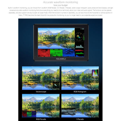 FEELWORLD T7 Pro 7-inch 2000nit Camera Field Video Monitor Aluminium Housing 4K 1920 x 1200 HDMI-compatible IPS Screen, T7 Pro