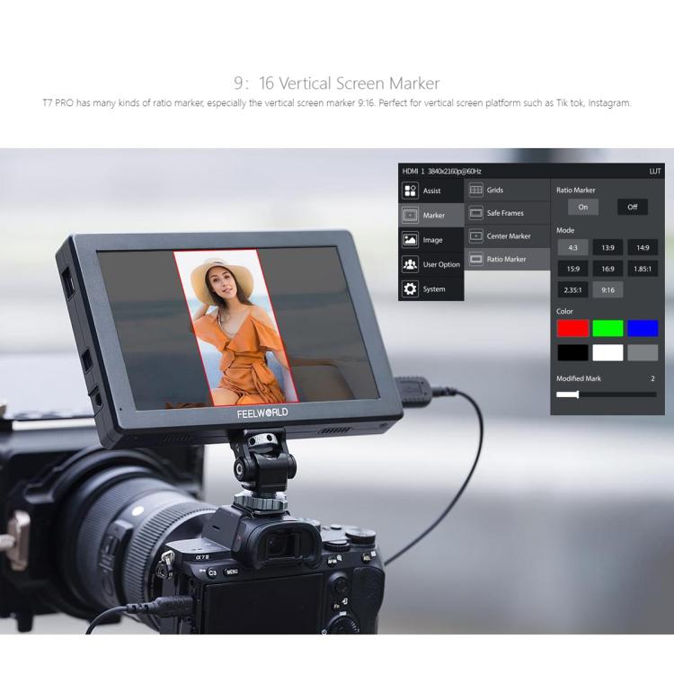 FEELWORLD T7 Pro 7-inch 2000nit Camera Field Video Monitor Aluminium Housing 4K 1920 x 1200 HDMI-compatible IPS Screen, T7 Pro