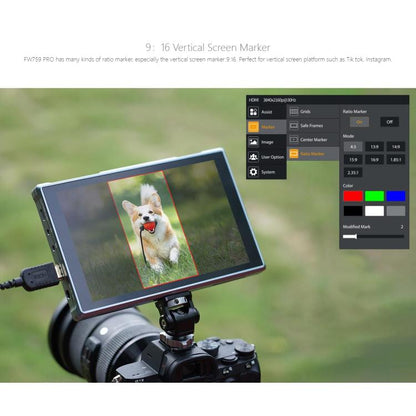 FEELWORLD FW759 Pro 7-inch Touch Screen Camera Field Video Monitor 4K HDMI-compatible 1280 x 800 IPS Screen, FW759 Pro