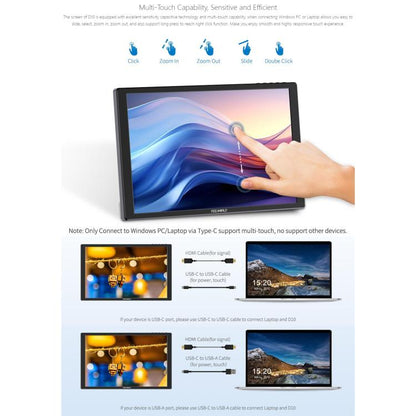 FEELWORLD D10 10.1 inch Portable External Monitor Touch FHD 1920 x 1200 USB-C HDMI-compatible Screen, D10