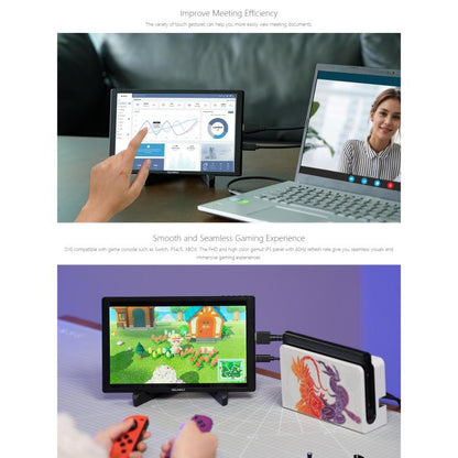 FEELWORLD D10 10.1 inch Portable External Monitor Touch FHD 1920 x 1200 USB-C HDMI-compatible Screen, D10
