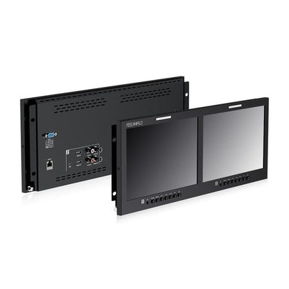 FEELWORLD D101 PLUS-H Dual 10.1 inch 4RU Rackmount Monitor 4K HDMI-compatible CVBS 1920x1200 IPS Screen, US Plug, EU Plug, UK Plug, AU Plug