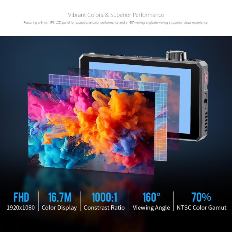 FEELWORLD SC6 6-inch 1500nit High Brightness Aluminium Filed Camera Video Monitor 3G SDI 4K HDMI-compatible 60Hz 1920 x 1080 IPS Screen, SC6