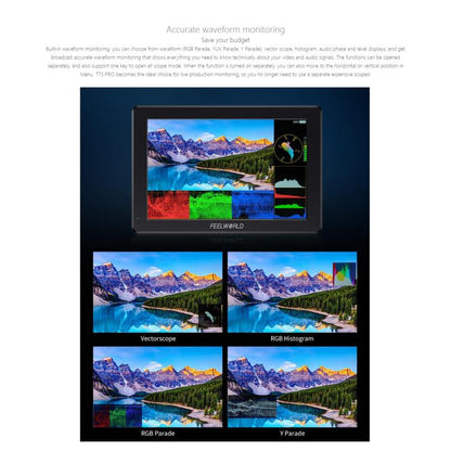 FEELWORLD T7S Pro 7-inch 2000nit High Brightness Filed Camera Video Monitor 3G SDI 4K 60Hz HDMI-compatible 1920 x 1200 IPS Screen, T7S Pro