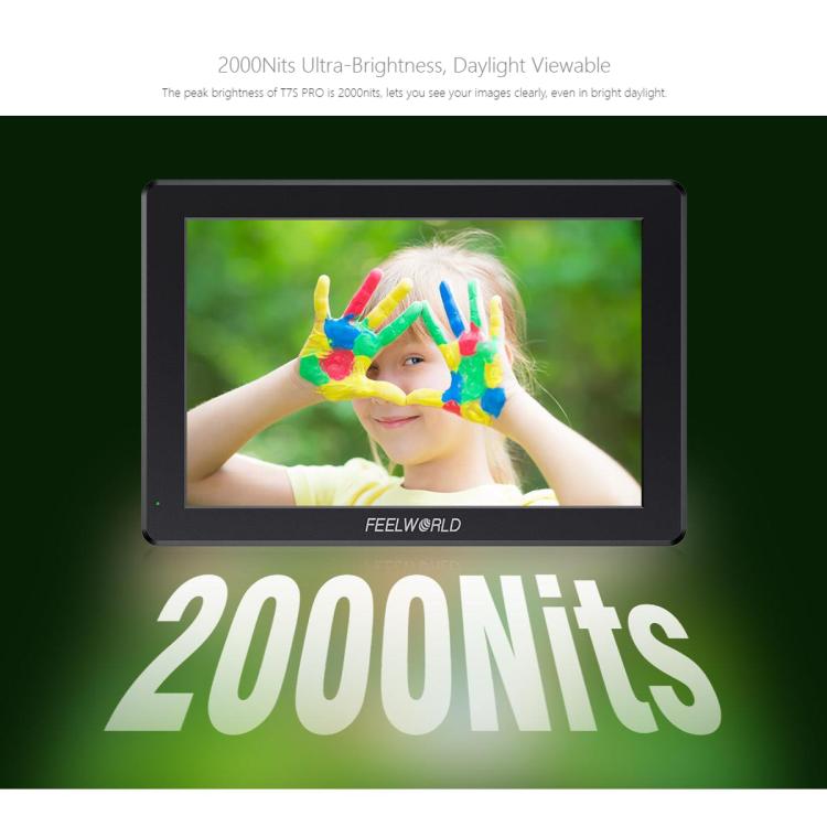 FEELWORLD T7S Pro 7-inch 2000nit High Brightness Filed Camera Video Monitor 3G SDI 4K 60Hz HDMI-compatible 1920 x 1200 IPS Screen, T7S Pro