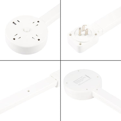 US Plug Round Power Outlet Extender Power Socket Extension Tool with USB / Type-C Fast Charging, 3 AC + USB, US Plug