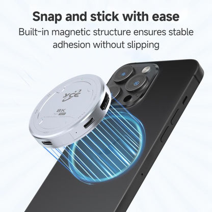 YCE-V195J USB-C / Type-C to PD3.0, HD2.1, USB3.2, 3.5mm, M.2 NVMe Magnetic Hard Drive Enclosure, YCE-V195J