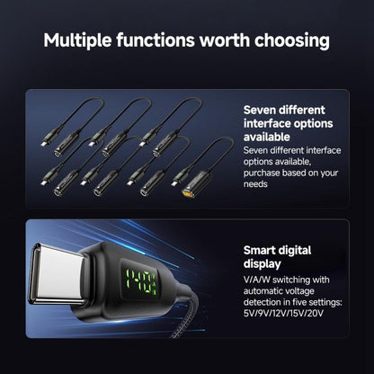 140W Digital Display Laptop Charging Adapter Connector, DC 4.5 x 0.6mm to Type-C Male, DC 5.5 x 2.1mm to Type-C Male, DC 5.5 x 2.5mm to Type-C Male, DC 6.0 x 0.6mm to Type-C Male, DC 7.4 x 0.6mm to Type-C Male, DC 7.9 x 0.9mm to Type-C Male...