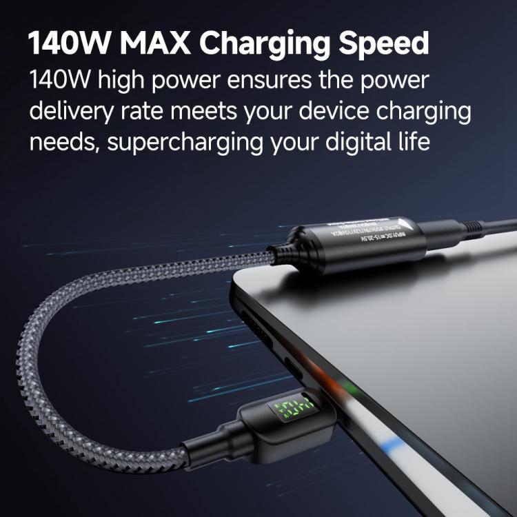 140W Digital Display Laptop Charging Adapter Connector, DC 4.5 x 0.6mm to Type-C Male, DC 5.5 x 2.1mm to Type-C Male, DC 5.5 x 2.5mm to Type-C Male, DC 6.0 x 0.6mm to Type-C Male, DC 7.4 x 0.6mm to Type-C Male, DC 7.9 x 0.9mm to Type-C Male...