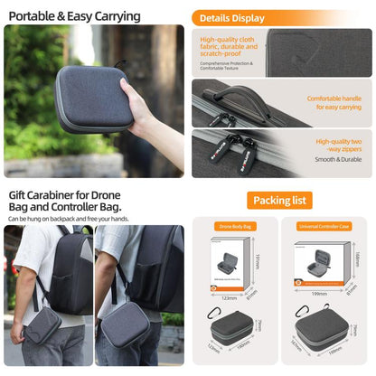 Sunnylife Carrying Hard Travel Storage Bag, For DJI Lito 1 / X1 / Mini 5 Pro Body Bag, For DJI Lito 1 / X1 / Mini 5 Pro Easy Combo Bag, For DJI Lito 1 / X1 / Mini 5 Pro Battery Combo Bag, For DJI RC 2/1 / RC-N3/2/1 Controller Bag