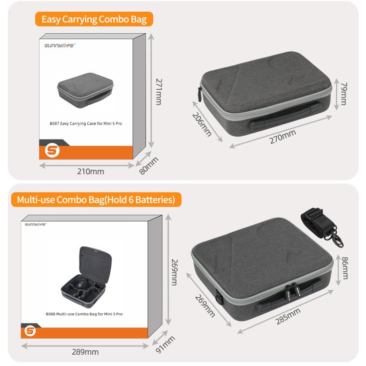 Sunnylife Carrying Hard Travel Storage Bag, For DJI Lito 1 / X1 / Mini 5 Pro Body Bag, For DJI Lito 1 / X1 / Mini 5 Pro Easy Combo Bag, For DJI Lito 1 / X1 / Mini 5 Pro Battery Combo Bag, For DJI RC 2/1 / RC-N3/2/1 Controller Bag