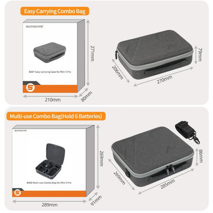 Sunnylife Carrying Hard Travel Storage Bag, For DJI Lito 1 / X1 / Mini 5 Pro Body Bag, For DJI Lito 1 / X1 / Mini 5 Pro Easy Combo Bag, For DJI Lito 1 / X1 / Mini 5 Pro Battery Combo Bag, For DJI RC 2/1 / RC-N3/2/1 Controller Bag